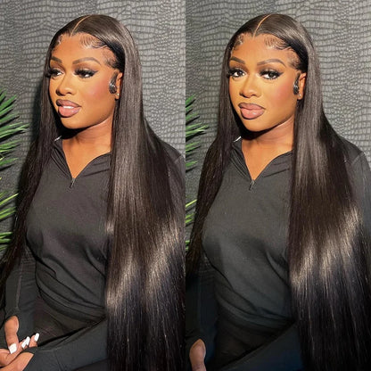 30 Inch 13x4 Lace Front Wig Human Hair Bone Straight Brown Colored Burgundy hd Transparent Lace Frontal Wigs Clearance Sale