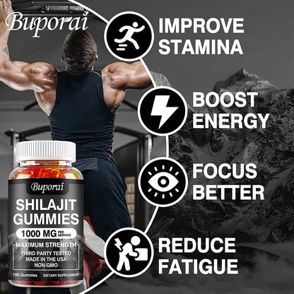 Shilajit Gummies - Energy Level, Memory and Focus Support Relieve Stress Overall Health