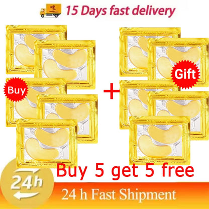 24k Gold Collagen Eye Mask Anti Wrinkle Fade Fine Line Remove Eye Bag Puffiness Dark Circles Fat Granules Moisturizing Skin Care