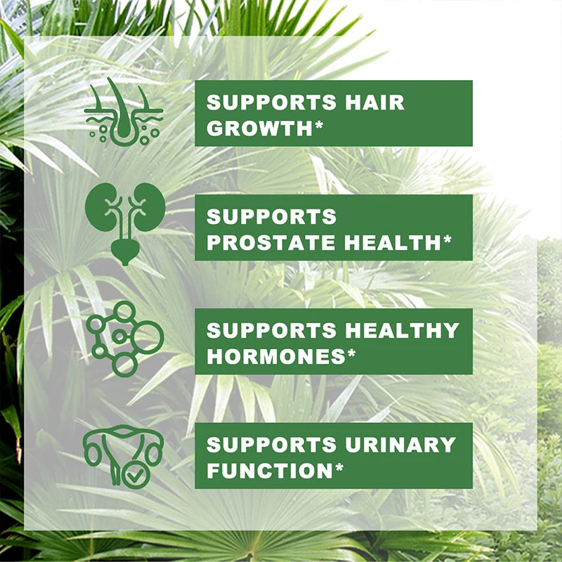 Saw Palmetto Capsules - with Pumpkin Seed Oil - Promotes Prostate Health, Urinary Tract Support, Relieves Hair Loss