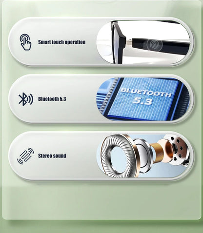 GS08 Smart Glasses AI Voice Asisstant Music Calling Noise Reduction Anti-blue BT TWS Glasses UV400 Protection Men Women Sticker