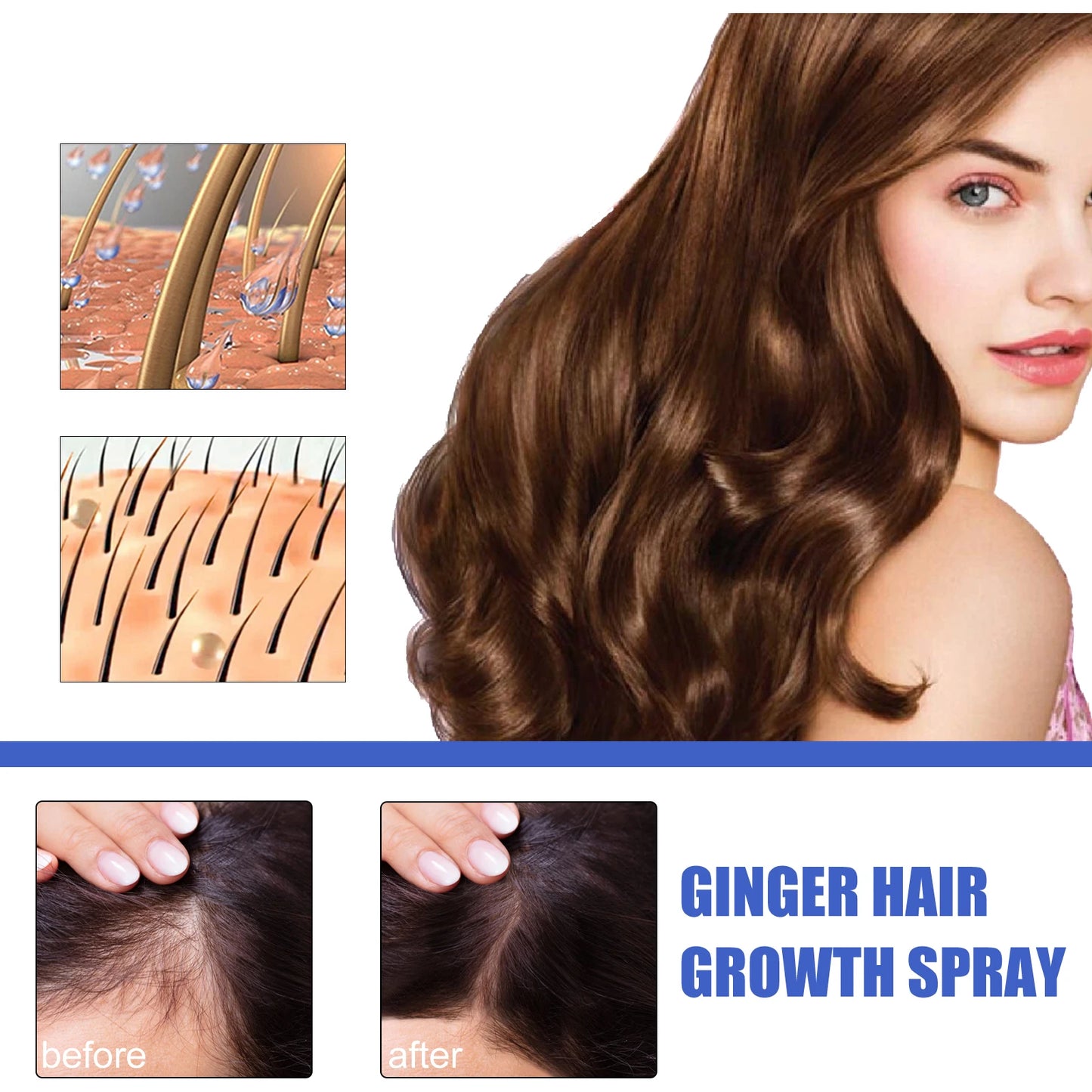Ginger Hair Growth Serum Spray Essence Prevent Hair Loss Scalp Treatment Improve Alopecia Strengthening Roots Hair Care Fluid