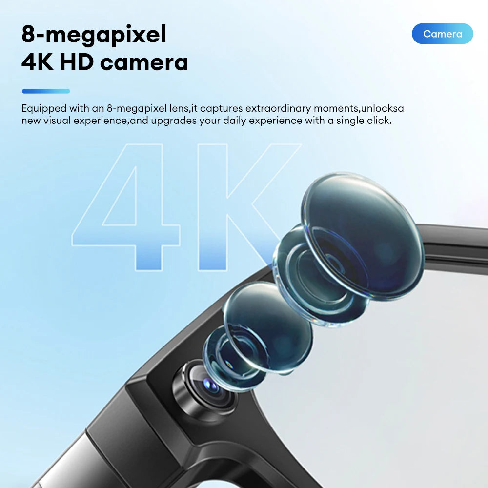 HYUNDAI Q8 Bluetooth glasses headset 5.4 4K HD camera AI model 98% accuracy Super built-in battery fashion sunglasses
