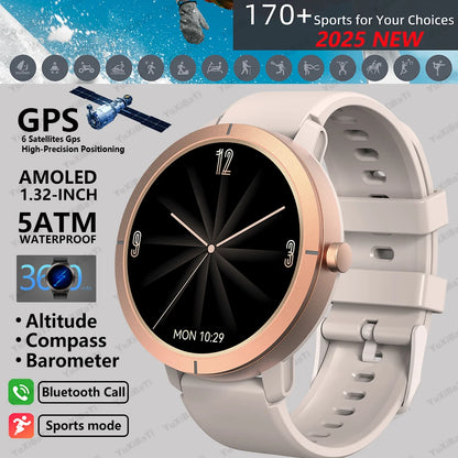 Smart Watch for Women GPS 6-Satellites 1.32” HD AMOLED Display Built-in GPS Bluetooth Call Sports 5ATM Waterproof Smartwatch Man
