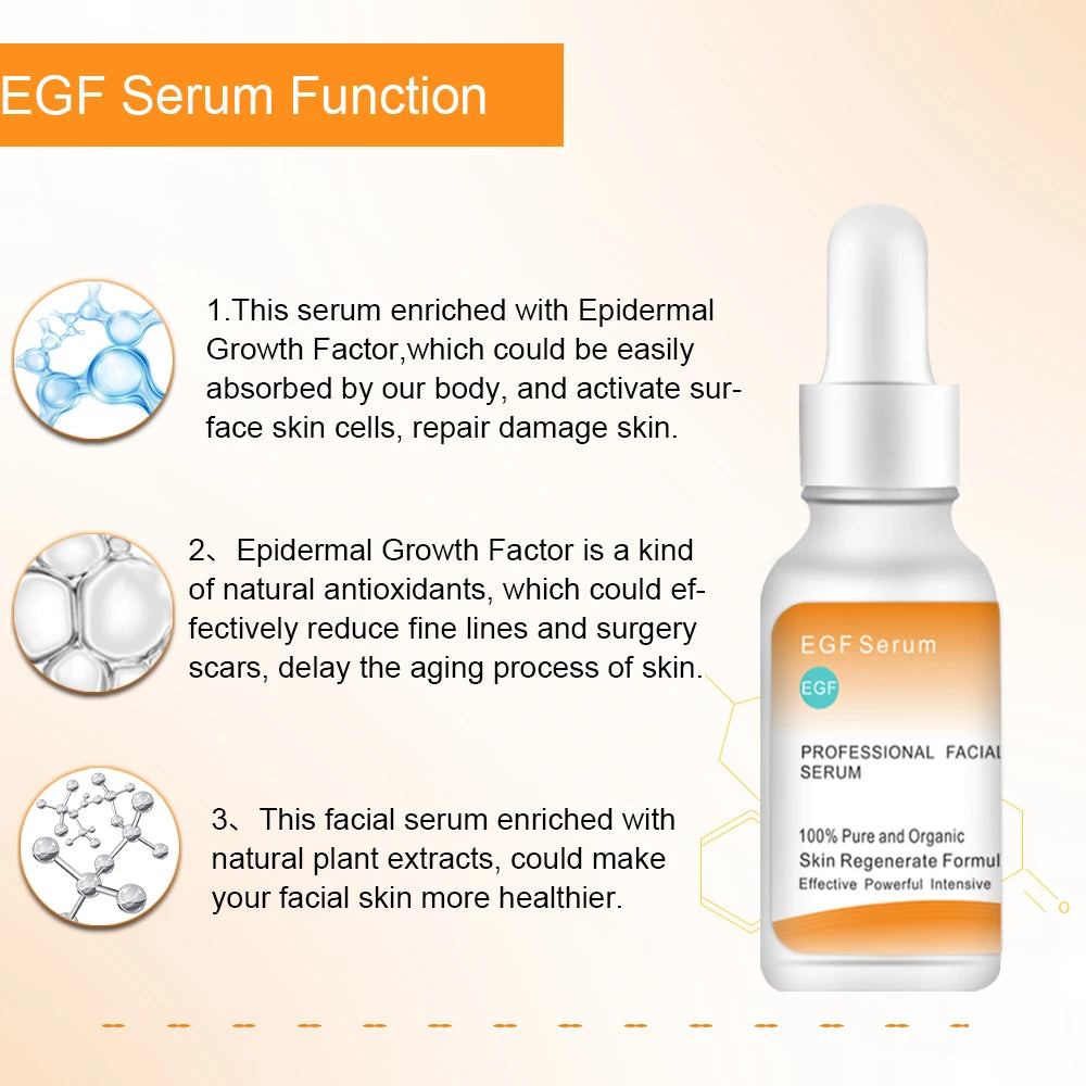 30ml EGF facial serum improves damaged skin, lightens fine lines, tightens skin and absorbs fast