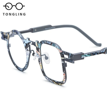 Color Ultralight Pure Titanium High-Quality Fashionable Men Square Irregular Polygon Women Personality Lightweight Glasses Frame