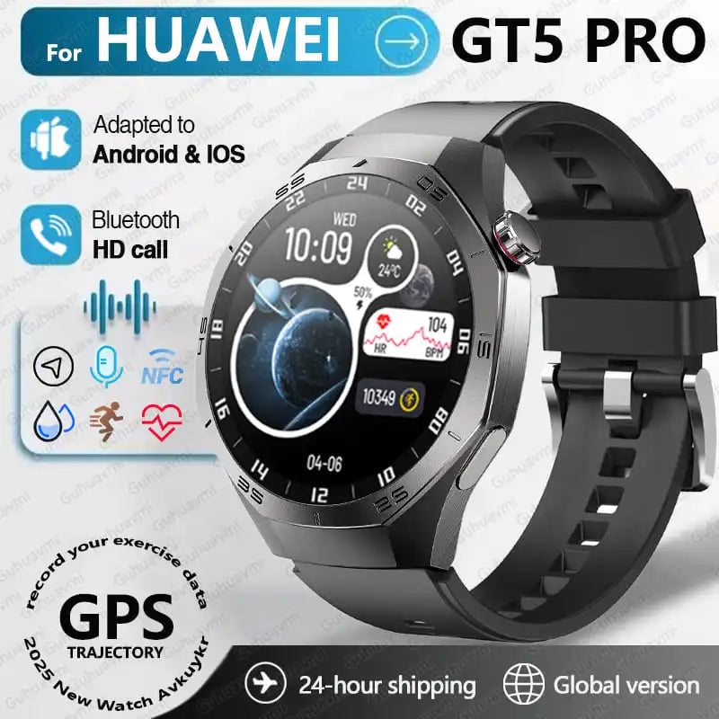 2025 For Huawei GT5 Pro Smartwatches Men HD AMOLED Screen GPS trajectory Health Monitor BT Call 1.52" Fitness Smartwatches IP68