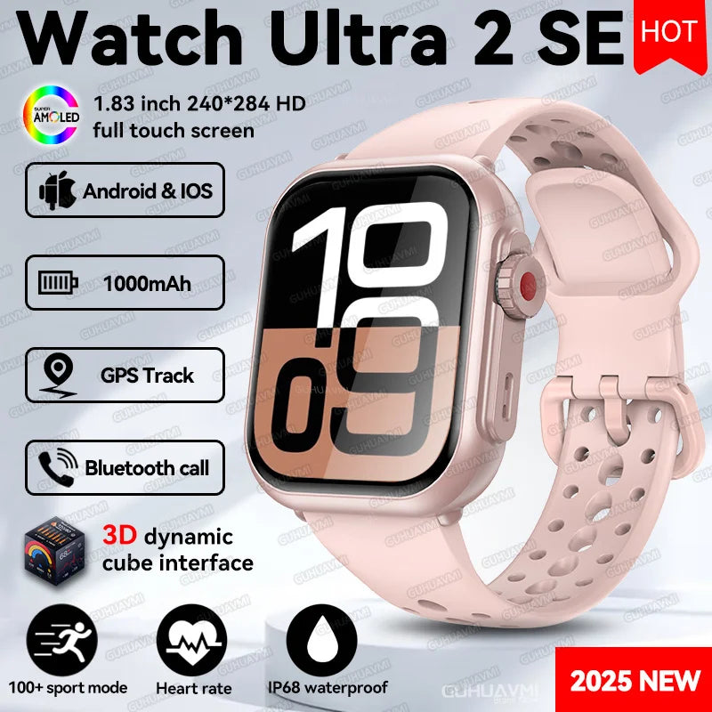 2025 New 1000mAh Long Battery Life Smartwatch Men Bluetooth Call Waterproof 1.83 inch Full Touch Fitness Sport Smart Watch Women
