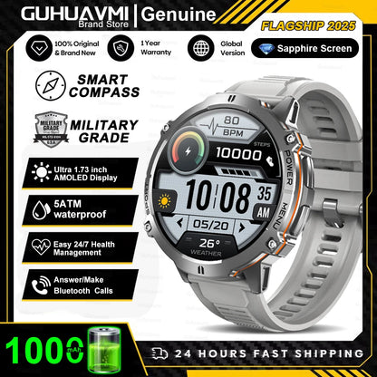 GUHUAVMI TANK X3 ULTRA 2 Smartwatch 1.73" AMOLED Screen 5ATM&IP69K Durable 1000mAh Battery GPS Sports Fitness Track Smart Watch