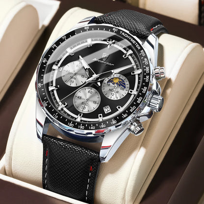 POEDAGAR Original Luxury Men Clock Fashion Luminous Waterproof Chronograph Date Watch For Man Leather Quartz Men's Watches Reloj