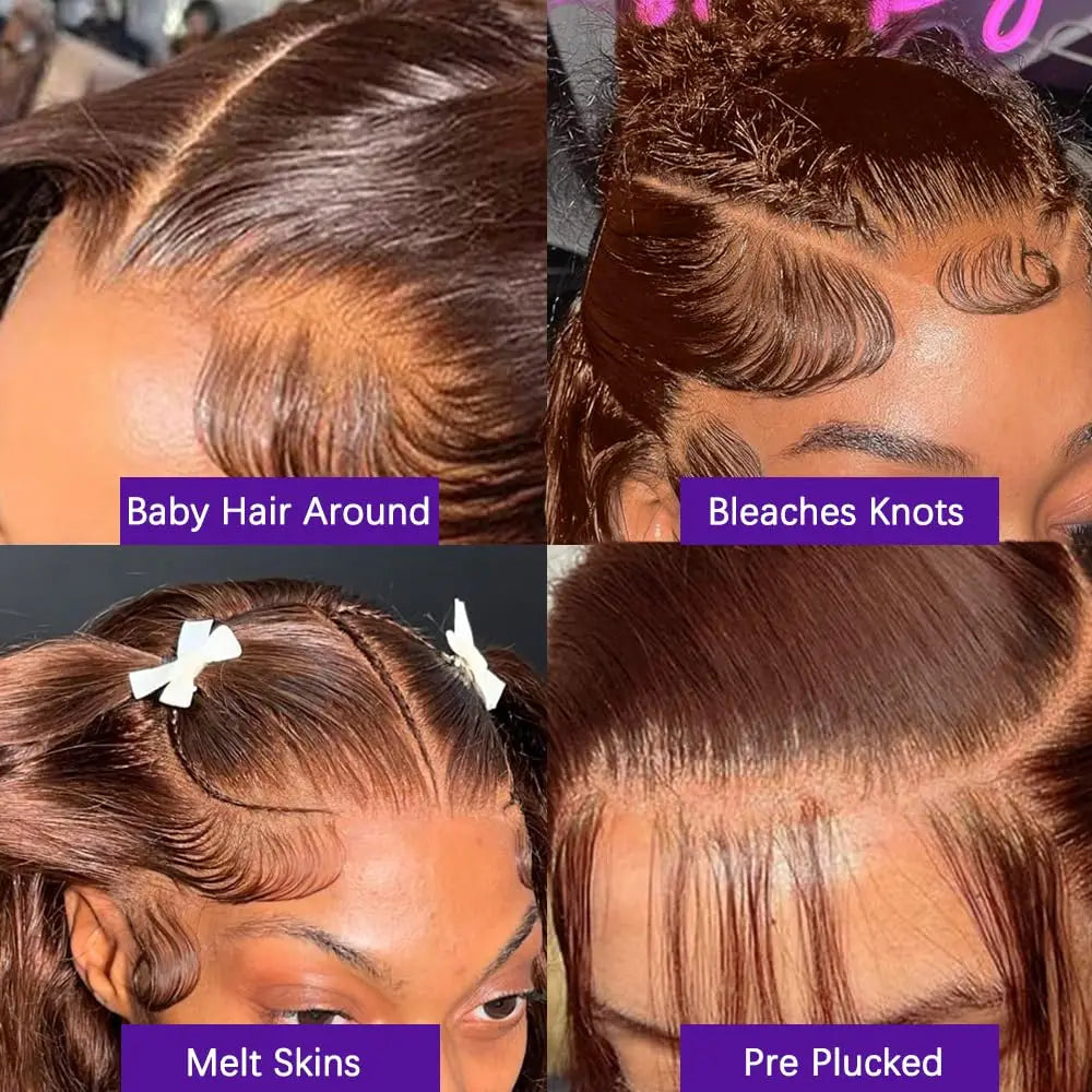 30 Inch 13x4 Lace Front Wig Human Hair Bone Straight Brown Colored Burgundy hd Transparent Lace Frontal Wigs Clearance Sale