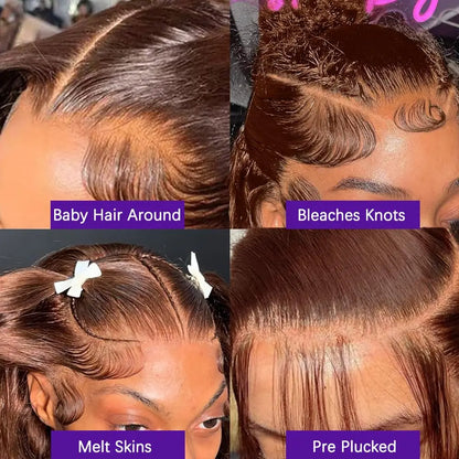 30 Inch 13x4 Lace Front Wig Human Hair Bone Straight Brown Colored Burgundy hd Transparent Lace Frontal Wigs Clearance Sale