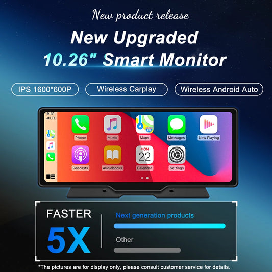 10.26 Inch Car Mirror Radio Multimedia Video Player Universal Wireless Carplay 5G Wifi BT High-performance CPU HDR QLED Screen