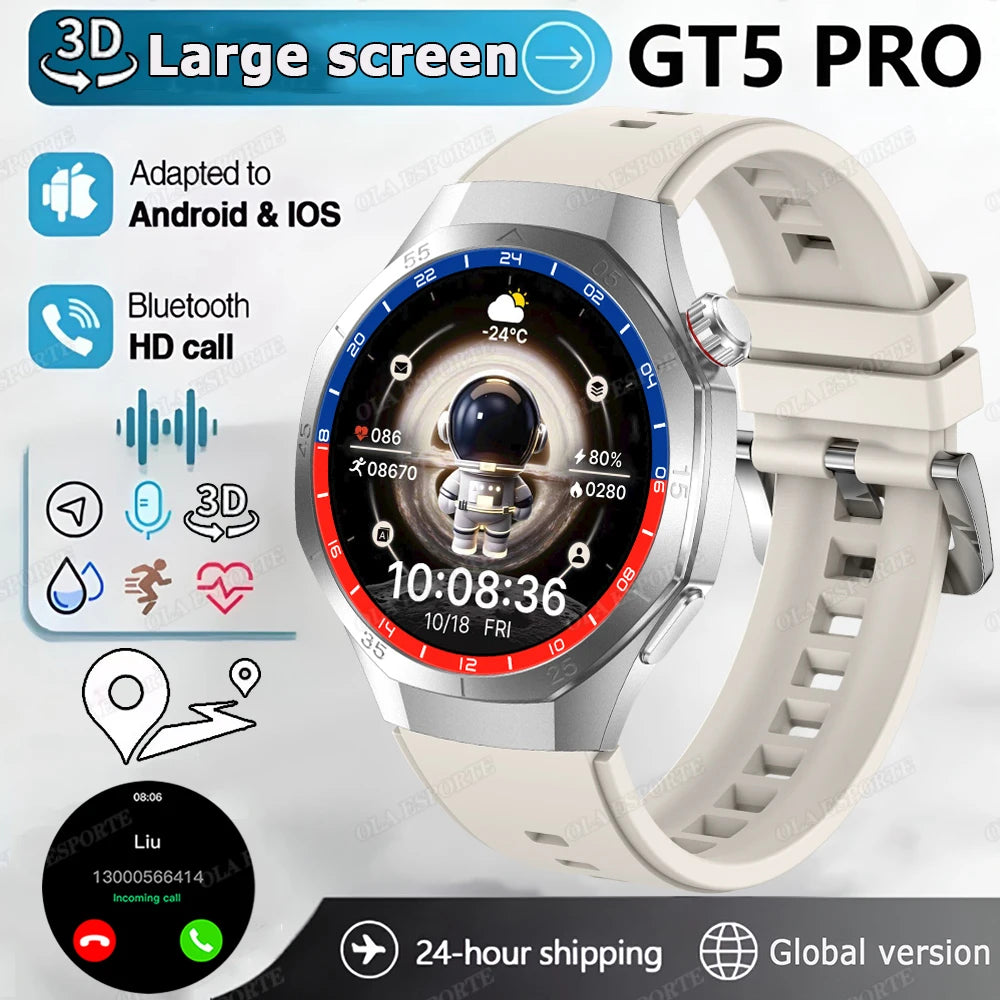 2025 WATCH 5 Smart Watch Men 1.52" HD AMOLED Screen Heart Rate Monitor Bluetooth Call GPS Sport Fitness Tracker Smartwatch Women