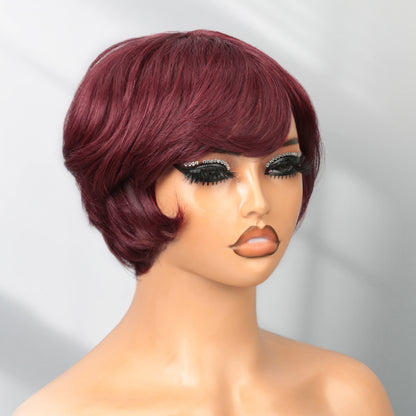 Short Bob Wig Human Hair for Black Women Pixie Cut wigs Human Hair Wig Glueless Wig None Lace Front Wig with Bangs