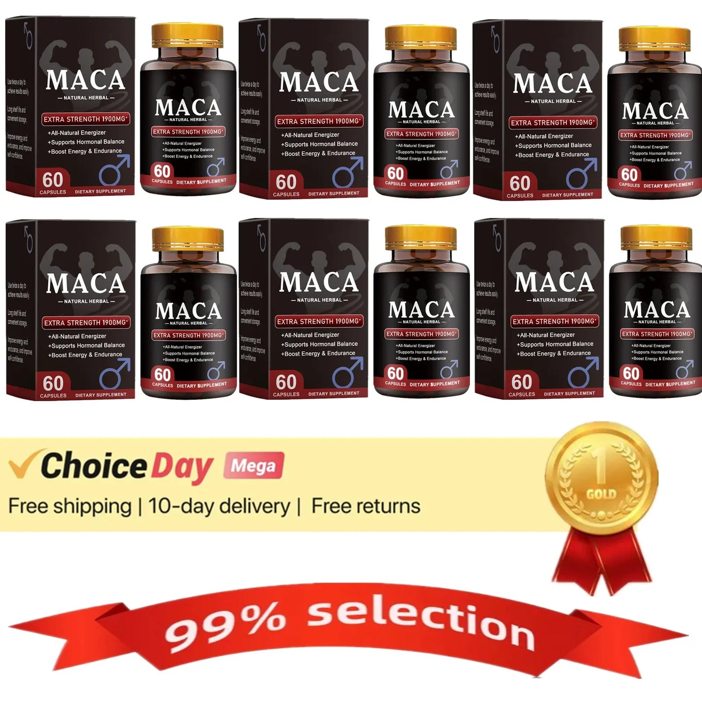 Organic Black Maca Capsules for Natural Ginseng Pills