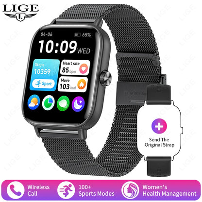 LIGE 2025 Smart Watch Women Bluetooth Call Sport Fitness Tracker Watch Health Monitor Fashion Ladies Men Smartwatch For Android