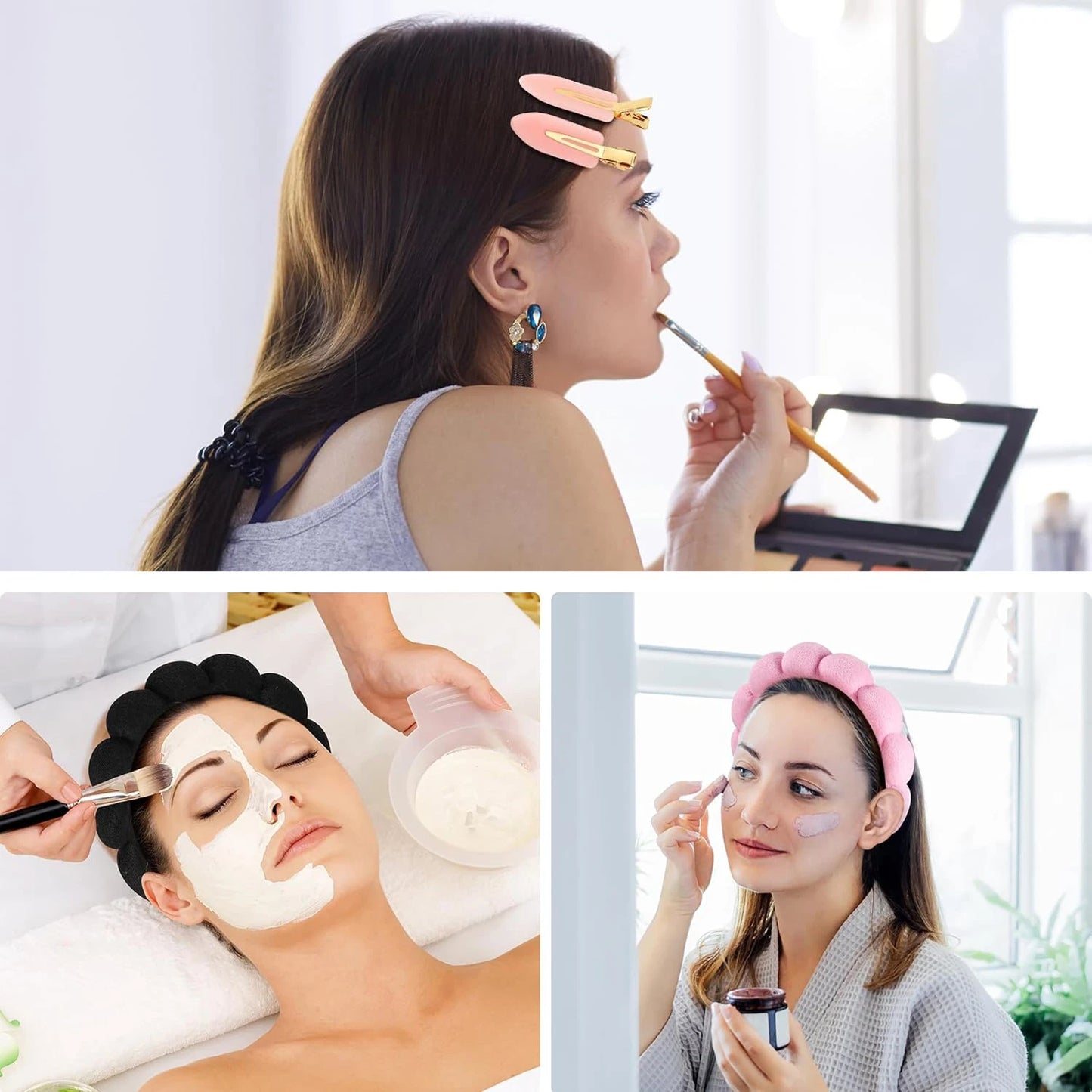 3/7pcs Makeup Headband Set Skincare Headbands Sponge Cloth With hairpin Wristband For Women Girl Washing Face Spa Accessories