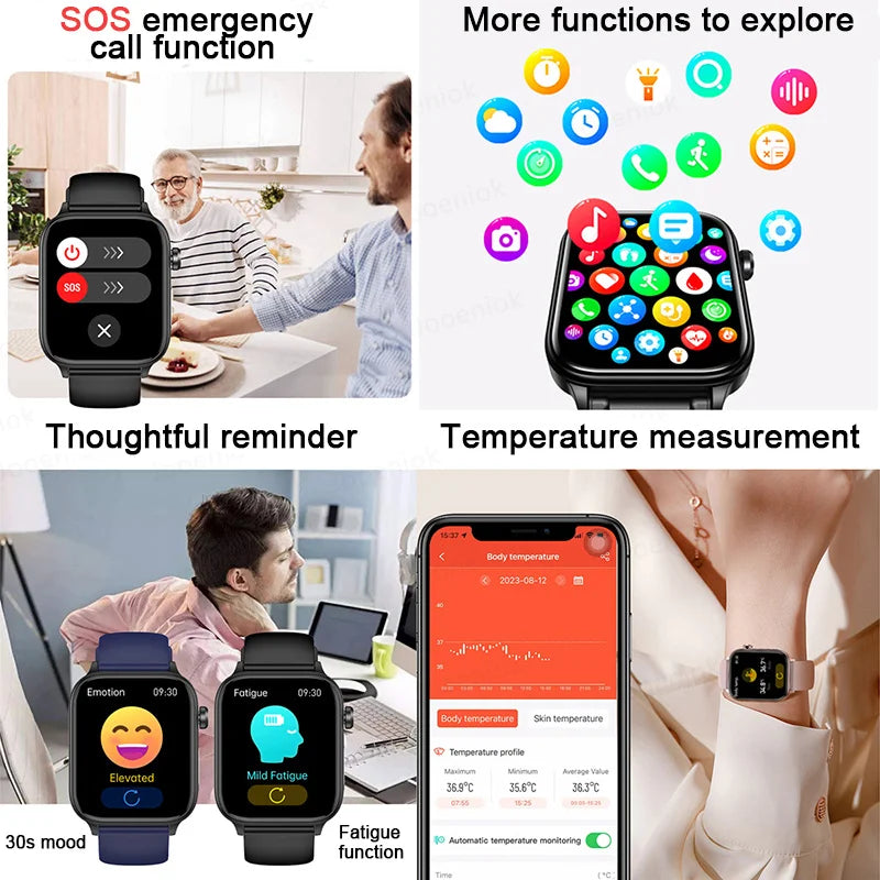 2025 New Smart Watch Diagnosis Blood Lipids Uric Acid Blood Pressure Smartwatch Men ECG+PPG Voice Bluetooth Call Health watch