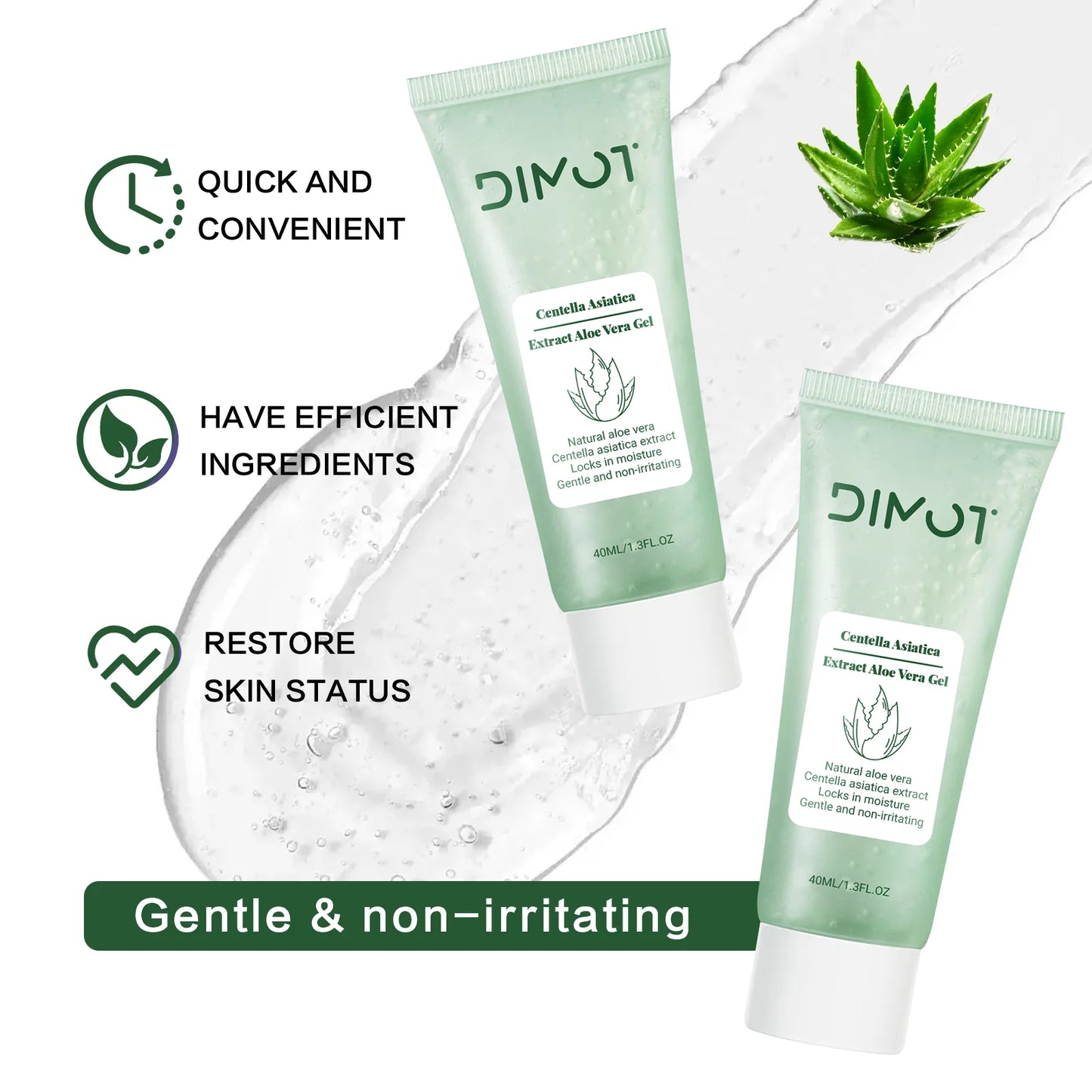 Aloe Vera Gel Natural Moisturing Hydration and Repair Face Cream Shrink Pores Soothing Redness Face Skin Care 40ML