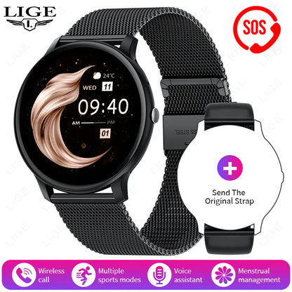 LIGE 2025 Bluetooth Call Smart Watch Women Custom Dial Watches Men Sports Fitness Tracker Heart Rate Smartwatch For Android iOS