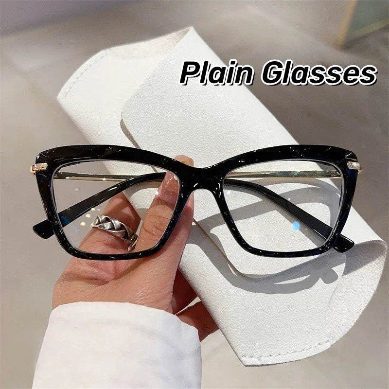Cat Eye Glasses Frame Retro Anti Blue Women Clear Eyeglasses Women Men Alloy Resting Lense Optical Spectacle Eyeglass