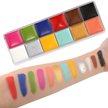 12/20 Colors Face Body Painting Fake Blood ,Halloween Professional Special Effects Makeup Kit with Wound Modeling Scar Wax