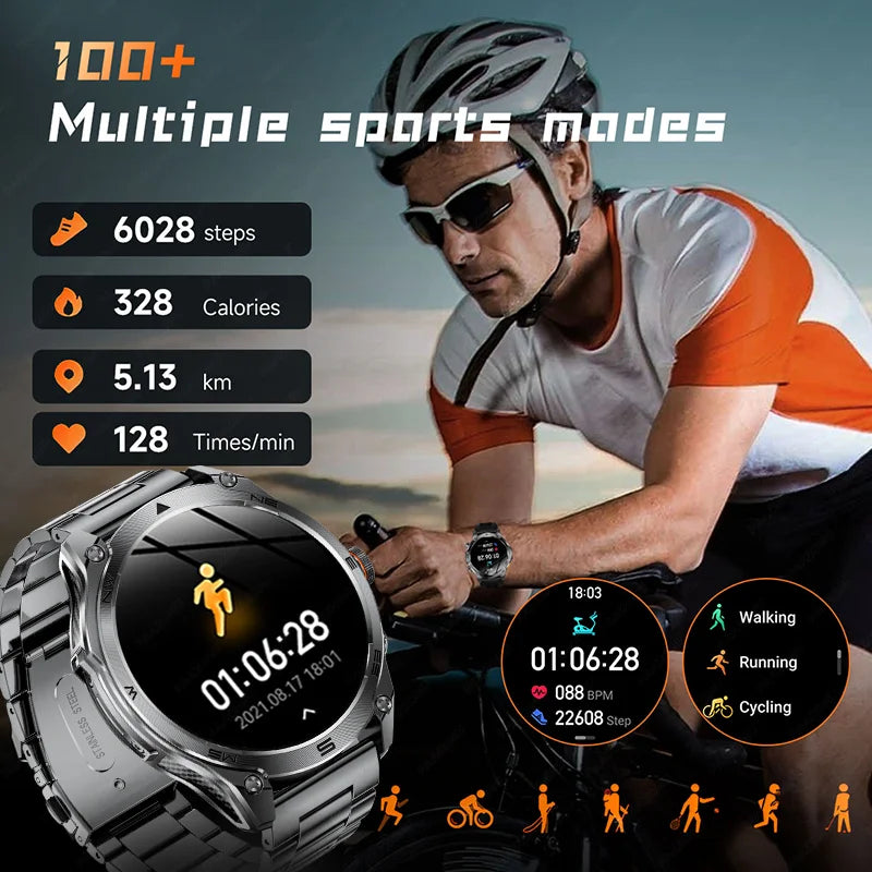 2025 New For Xiaomi GPS Sports Smart Watch 1000mAh large battery LED flashlight compass barometer Military Grade Smartwatchs men