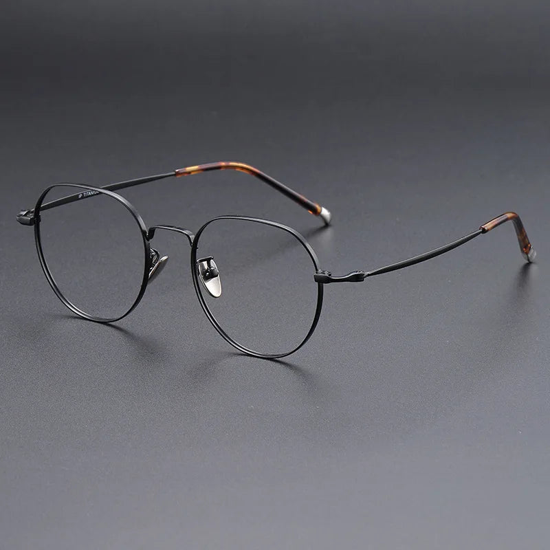 FIRADA Fashionable Comfortable Glasses Luxurious Round Titanium Eyewear Prescription Eyeglasses Frames For Men Women 118001-C
