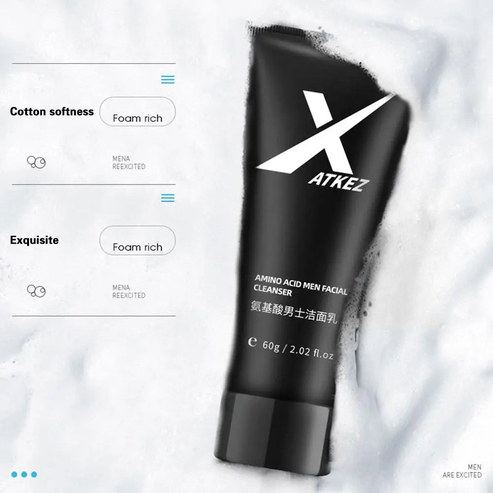 1/2PCS Amino Acid Face Wash For Men Oily Skin Gentle Foaming Facial Cleanser For Deep Cleansing Moisturizing Soothing Refreshing