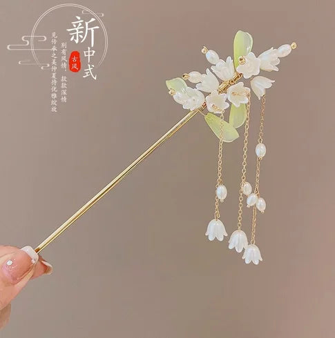 Light Luxury Flower Hairpin For Women Chinese Style Floral Butterfly Tassel Hair Stick Elegant Metal Jewelry Hairpin Hair Clips