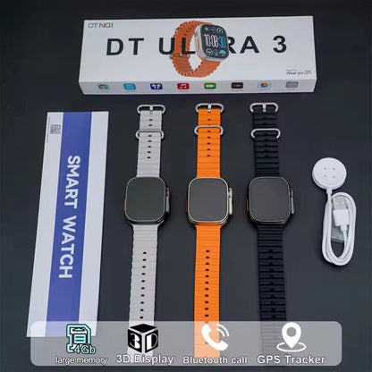 2025 New Original DT Ultra 3 Smart Watch Man 49mm AMOLED 32G ROM Chat GPT NFC Compass BT Call Sport GPS Track Sports Watch Women