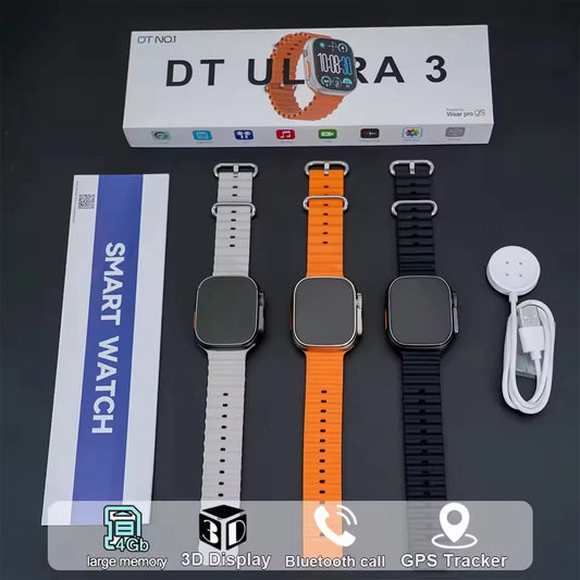 2025 New Original DT Ultra 3 Smart Watch Man 49mm AMOLED 32G ROM Chat GPT NFC Compass BT Call Sport GPS Track Sports Watch Women