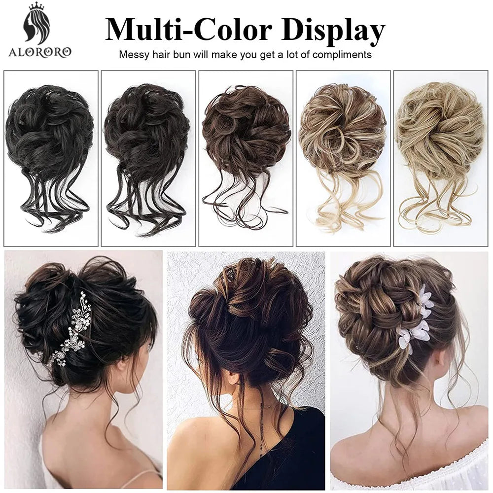 Synthetic Hair Bun Messy Scrunchies Hairpiece Elastic Chignon With Elastic For Women Donut Bun Ponytails Blonde Black Brown