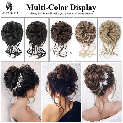 Synthetic Hair Bun Messy Scrunchies Hairpiece Elastic Chignon With Elastic For Women Donut Bun Ponytails Blonde Black Brown