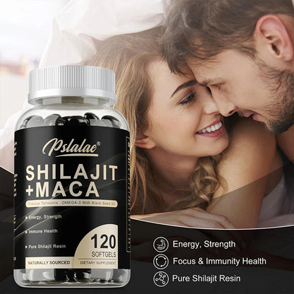 Shilajit + Maca Capsules - Contains Black Seed Oil To Support Immune and Kidney Health, Boost Metabolism and Increase Energy