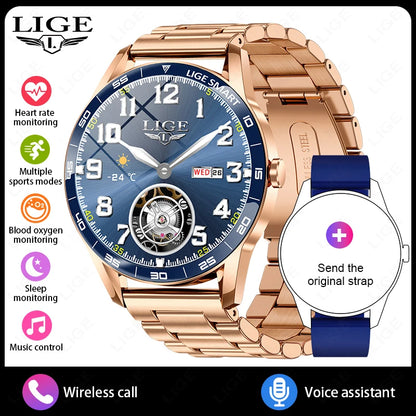 LIGE New 1.38" HD Smart Watch Men Bluetooth Call Men Women Watches Health Monitoring Sports Pedometer IP68 Waterproof Smartwatch