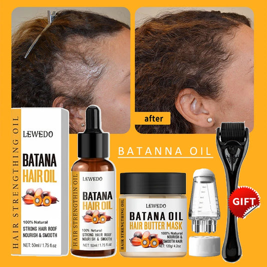 Batana Oil Hair Growth Kit Traction Alopecia Hair Repair Spray Repairs Damage Hair Keratin Hair Scalp Regrowth Treatment Mask