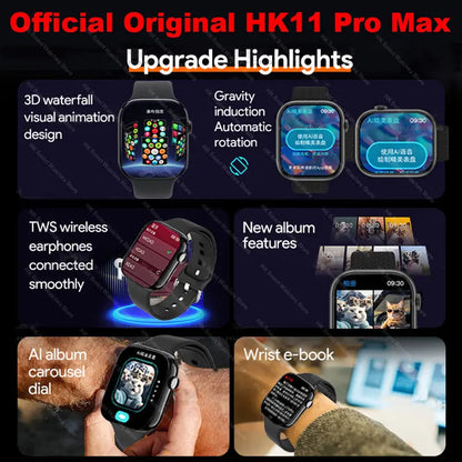 2025 New HK 11 Pro MAX Smart Watch Series 10 46mm AMOLED 4G ROM Bluetooth Call Network AI Robot Clock NFC Compass WatchMen Women