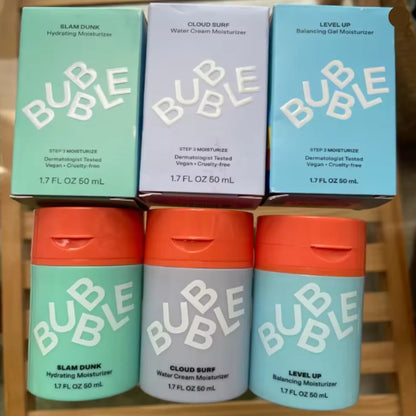 Bubble Skincare Advanced Balancing Face Cream Eye Cream Vitamin E Aloe Vera Gel Niacinamide to improve skin texture and radiance