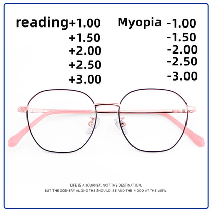 titanium glasses women prescription progressive glasses of sight far and near reading glasses women round glasses frame custom
