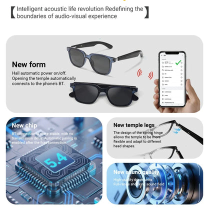 GT-51 HD AI Smart Glasses Chat 50mA*2 battery Battery Voice Assistant Control Camera Bluetooth Call Smart Glasses