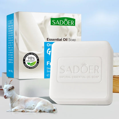 SADOER Goat Milk Essential Oil Soap Face Wash Foam Facial Cleanser Whitening Moisturizing Anti Acne Body Bathing Facial Soap