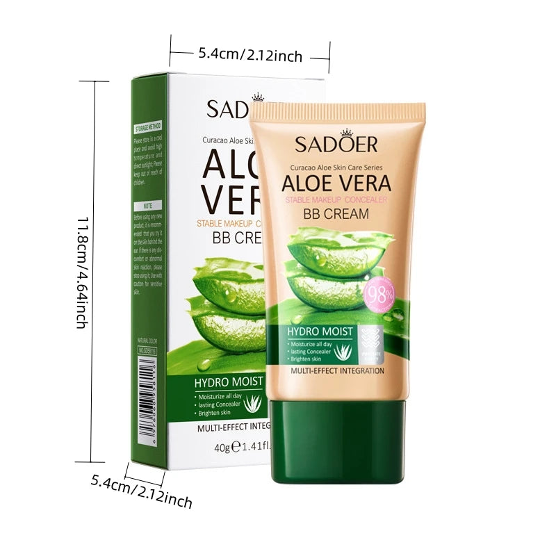 40g Aloe Vera Concealer Bb Cream, Repairing and Repairing Makeup, Powerful Concealer That Does Not Stuffy Dryness, Delicate Texture, Moisturizing Skin, Natural Color and Ivory White Available in Two Colors