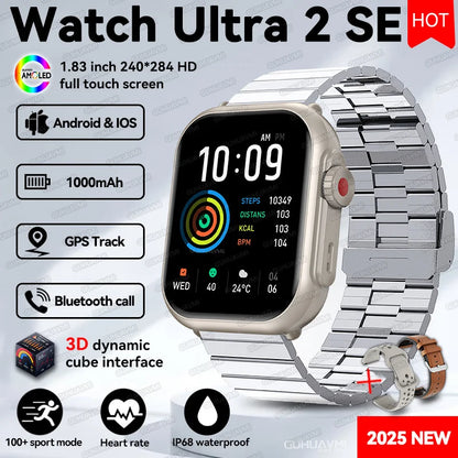 2025 New 1000mAh Long Battery Life Smartwatch Men Bluetooth Call Waterproof 1.83 inch Full Touch Fitness Sport Smart Watch Women