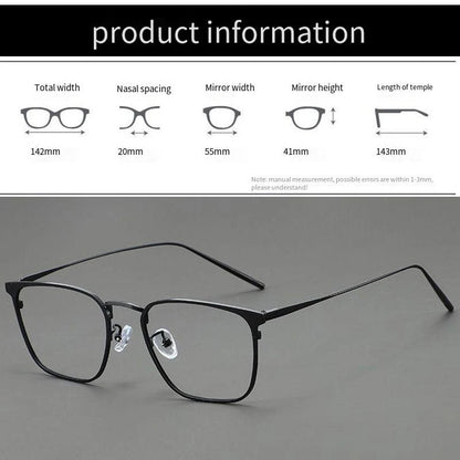 UVLAIK Simple Glasses Frame Men Ultralight Metal Square Anti Blue Light Transparent Lens High Quality Eyeglasses