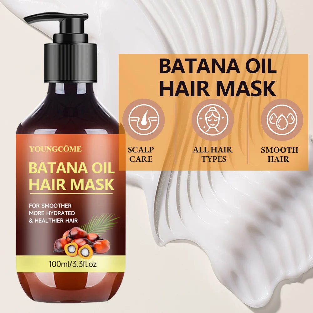 Batana Oil Hair Mask 10 Seconds Fast Repair Hair Desiccation Damage Hair Mask nhances Hair Thickness, Prevents Loss, Repairs