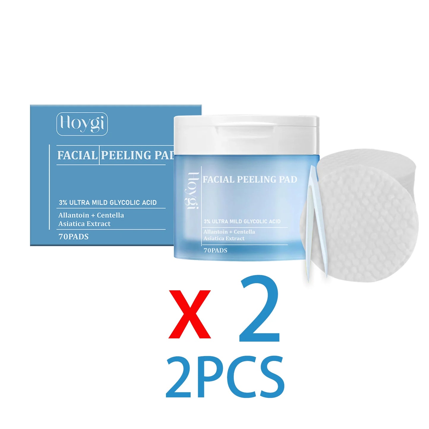 Hoygi Salicylic Acid Exfoliating Pads for Face 70pcs Gentle Skin Brightening Toner Wipes with Glycolic Acid for Smooth Texture