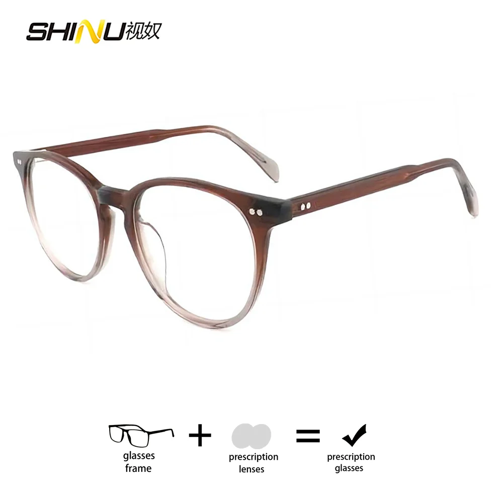 Progressive Eyeglasses Retro Frame Prescription Glasses Multifocal Presbyopia Glasses Unisex Photochromic Lenses with Recipe