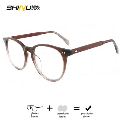 Progressive Eyeglasses Retro Frame Prescription Glasses Multifocal Presbyopia Glasses Unisex Photochromic Lenses with Recipe